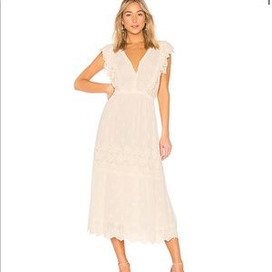 LOVESHACKFANCY cream white long ruffled eyelet buttons SAVANNAH DRESS